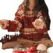 girl Christmas Outfit Red Knitted Sweater For Women Autumn Winter 2024 New Small Size Lazy Style Loose Thickened Top_ecoleips.com