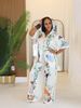 Women's Satin Printed Elegant Short Sleeve Shirt Wide Leg Pants Casual Two Piece Set RC3327_ecoleips.com