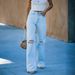 Women's Clothing High Waist Temperament Washed Ripped Casual Denim Trousers_ecoleips.com