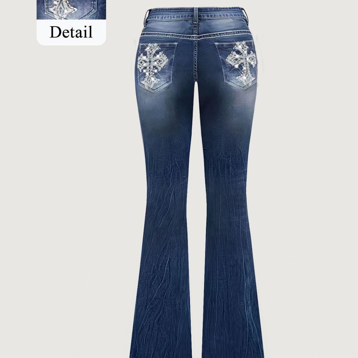 High-Waisted Slim Fit Flared Jeans Women's Floor-Length Elastic Washed Denim European American Style Spring 2026_ecoleips.com