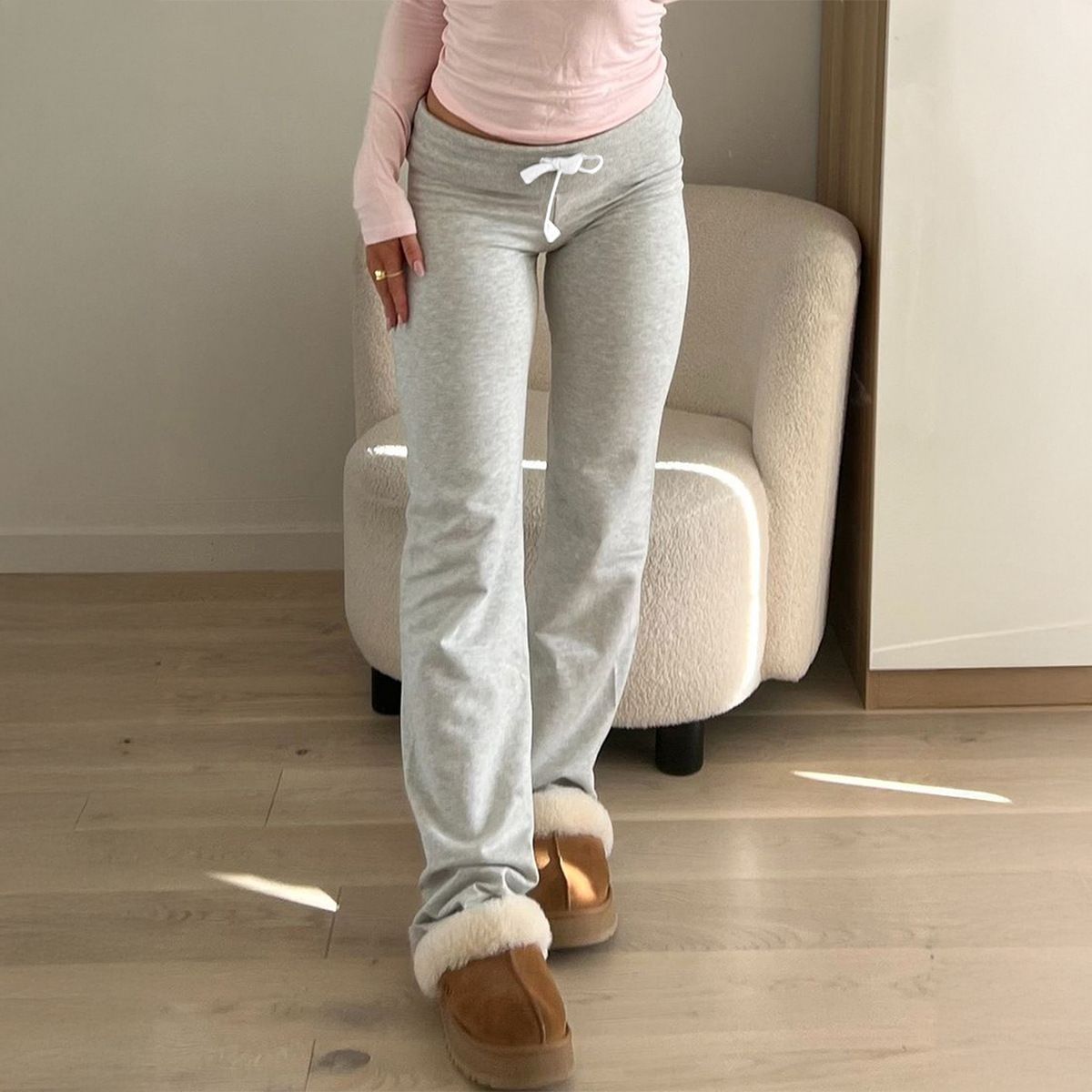 Y2K Wide-Leg Yoga Pants – High-Waisted Flowy Trousers (S-XL, Ash Grey) – Non-Restrictive & Breathable For Gym & Daily Wear_ecoleips.com