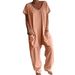Women's Clothing Summer Women's Solid Color V Neck Jumpsuit Low Crotch Oversized Pockets Style Best Selling Pants_ecoleips.com