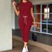 Women's Cargo Jogger Pants & Solid Top 2-Piece Set, Casual Streetwear Outfit For Summer Breathable Summer Wear_ecoleips.com