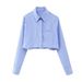 Women's Clothing Women’s Stylish Short-Sleeve Shirt – Classic & Versatile (S-L, Polyester, Retro & Casual Chic In Brown/White/Striped)_ecoleips.com