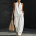 Women's Retro Distressed Washed Denim Suit Straight Leg Casual Trousers American Style Summer New_ecoleips.com