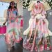 Women's Clothing Celebrity High End Printed Suit Lantern Sleeve Button Down Shirt + High Waist Wide Skirt_ecoleips.com