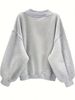 Trendy Oversized Letter Print Sweatshirt – Drop Shoulder Long Sleeve Pullover For Women (Light Gray, XS-XXL)_ecoleips.com