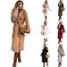 Women's Long Wool Coat – Oversized Trench Coat With Belt, Classic Lapel Collar, Solid Color (White/Beige/Black/Khaki/Burgundy/Sky Blue)_ecoleips.com
