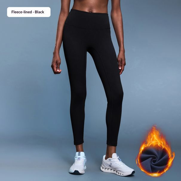 Women's Yoga Pants, High Waisted, Hip Lifting, Tight Fitting, Cropped, Fleece Lined, Warm, Sports Fitness Training Pants, Autumn/Winter D19108 3_ecoleips.com