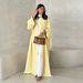 "GraElegant Modest Abaya Dress – Long Sleeve Open Front Cover (S-XXL, Solid Yellow) – Dubai Inspired Islamic Fashion_ecoleips.com