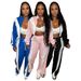 Women's Clothing Women's Style Color Blocked Zip Up Cardigan And Wide Leg Drawstring Sports Pants Two Piece Set_ecoleips.com