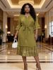 Women's Pleated Waist Tie Dress with Rose Brooch And Tassel Skirt New Spring Clothing_ecoleips.com