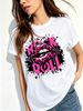 Women Crew Neck Short Sleeve T Shirt Rock Roll Leopard Lips Graphic Tee Retro Rock Music Loose Casual Streetwear Summer Tops_ecoleips.com