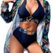 Women's Clothing Women's Bohemian Style High-Waisted Three-Piece Swimsuit Set V-Neck Printed Bikini Two-Piece Clothing_ecoleips.com