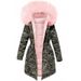 Women's Clothing Winter plus velvet thickened coat for women version loose BF large fur collar medium and long camouflage cotton coat_ecoleips.com