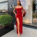 Summer New Women's Slim Fit Open Back Sexy Split Dress With One Line Neck Strap_ecoleips.com