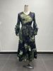 Spring New Women's Plus Size Slim Fit V Neck Printed Pleated Casual Dress European American Fashion 2026_ecoleips.com
