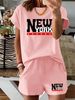 Women’s 2 Piece Outfit Set – Oversized Graphic T-Shirt And Biker Shorts Matching Set, Casual Summer Lounge Tracksuit For Daily Wear-370_ecoleips.com