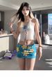 Women's Pure Floral V-Neck Lace Halter Crop Top Sexy Summer Swimwear Short Alluring Three-Dimensional Design For Vacation_ecoleips.com