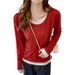 Women's Clothing High-End Faux Two-Piece Base Layer Long Sleeve T-Shirt Loose Fit Straight Shoulder Outerwear For Early Autumn_ecoleips.com