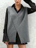 Plus Size V-Neck Knit Vest With Asymmetric Split, Loose Sleeveless Sweater, Casual Layering Top For Women_ecoleips.com