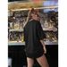 Women's Casual Black T-Shirt round Neck Short Sleeve Breathable Cotton Polyester Top Loose Fit Print Design for Spring/Autumn_ecoleips.com