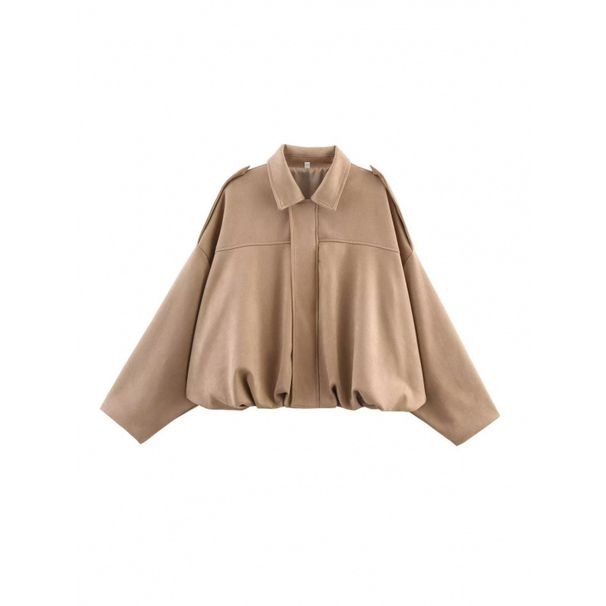Women's Clothing Flannel-Lined Bomber Jacket – Oversized Aviator Coat With Lapel Collar (Spring Streetwear, 9 Colors)_ecoleips.com