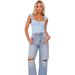 Voya Women's European And American Sexy T-shirt 2026 Spring/summer New Style Square Neck Short Slim Fit Top_ecoleips.com