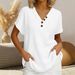 Breathable Waffle Knit Short Sleeve Top For Women, Comfortable V-Neck Casual Pullover For Summer Relaxed Fit For All-Day Wear_ecoleips.com