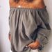 2026 Fall/Winter European And American Cross-Border Off-Shoulder Elastic Ruched Cotton Linen Solid Color_ecoleips.com