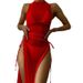 Aria Basics New Style European And American Solid Color Long Swimsuit Sun Protection Cover-Up Bikini Beach Skirt Three-Piece_ecoleips.com