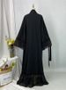 Black Islamic Abayas Muslim Women Clothing Turkey Long Robe Moroccan Caftan Islam Kaftan Ramadan Abaya For Women Dubai 2023_ecoleips.com