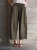 Spring Style Women's Pure Linen Cropped Pants Elastic Waist Carrot Fit Loose Long Straight Leg Slimming Versatile Pure Linen Pants_ecoleips.com