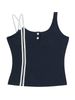 Summer New Women's Retro Color Block Vest Slim Fit Short Top American Street Style Hot Girl Trend 2025_ecoleips.com