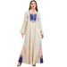 Elegant Floral Embroidered Long Robe for Women Fashionable Loose Dress Ethnic Style Cross-Border New Arrivals_ecoleips.com