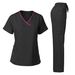Women's Clothing Elastic Doctor Work Uniform Short Sleeved Split Suit Beauty Hospital Female Operating Room Washing Clothes_ecoleips.com