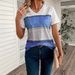 Women's Clothing V Neck Short Sleeved Tops Large Size Contrast Color Matching Print Pullover Versatile T Shirt_ecoleips.com
