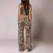 Women's Clothing High Waist Holiday Style Flower Print Suspenders Jumpsuit_ecoleips.com