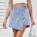 Women's Clothing Summer Washed Button Decoration Irregular Denim Skirt Pants_ecoleips.com