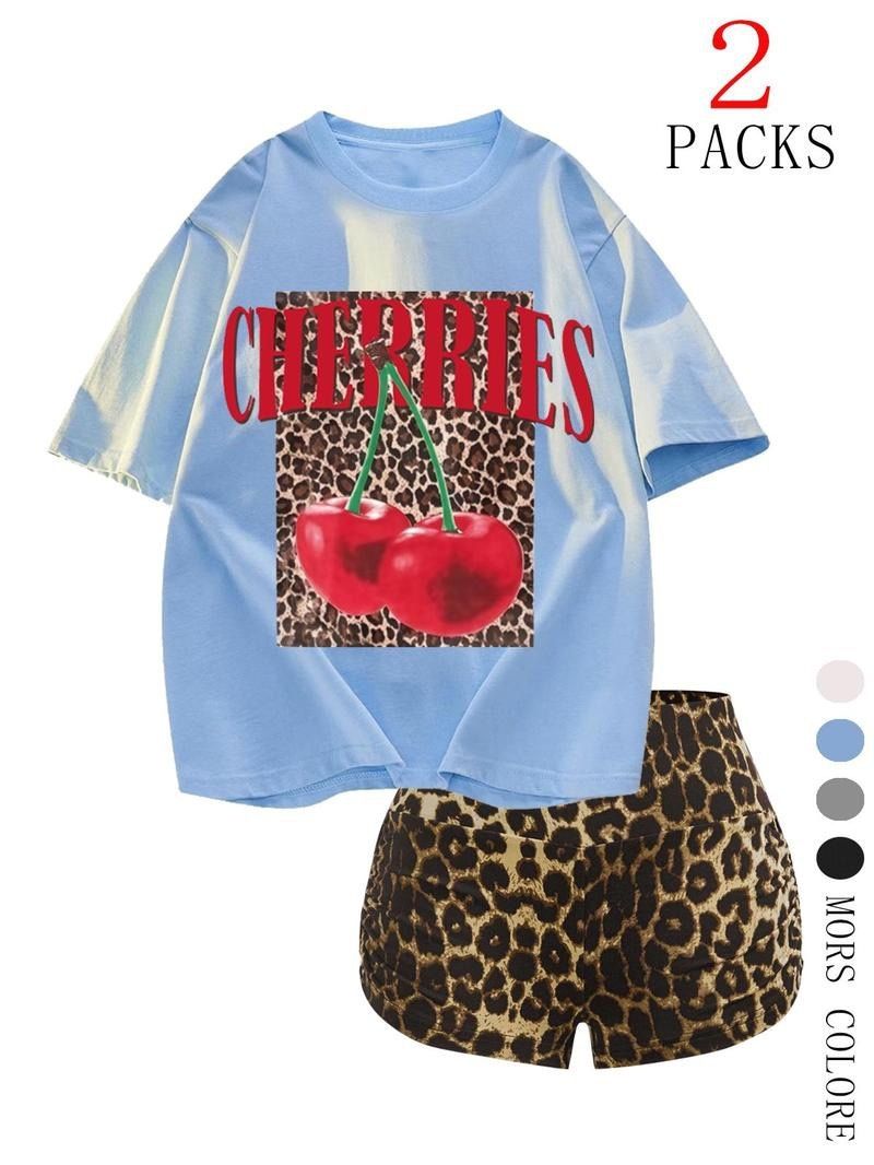 Women's Custom Made 3D Printed Digital Sportswear Set Loose Fitting T-Shirt Short Sleeved Summer Suit_ecoleips.com