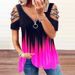 Aria Basics Aria Basics 2023 European And American Cross-border Clothing V-neck Zipper Pullover Printed Short-sleeve Loose T-shirt Women's_ecoleips.com