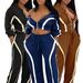 Trendy Contrast-Color Stripe Pantsuit Set – Women’S Zip-Up Batwing Sleeve Top & Wide-Leg Trousers (Office-To-Weekend Versatile Outfit)_ecoleips.com