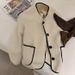 Faux Shearling Jacket – Women’s Oversized Round-Neck Fall Coat, Soft Fleece-Like Polyester Outerwear (Khaki/Black/Cream, M-3XL)_ecoleips.com