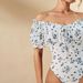 Voya Women's New One Shoulder Floral Bubble Sleeve Jumpsuit With Square Collar And Tie Up Slim Fit Top T-shirt_ecoleips.com