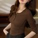#Selection Of Quality # Three Dimensional Line Curved Long Sleeve T-Shirt For Women 2025 Autumn New High Waist Short Hot_ecoleips.com
