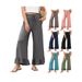 Women's Clothing Solid Color Casual Pants High Waist Waist Pleated Hem Loose Women_ecoleips.com