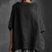 2026 Summer New Top Crew Neck Cotton And Linen Style Solid Color Loose Women's T-shirt_ecoleips.com