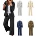 Elegant Women’s Blazer & Trousers Set – Stretch Polyester Professional Suit (S-XXL, Black/Tan/Navy/Light Gray/Chocolate)_ecoleips.com