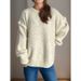 Autumn And Winter Stitching Casual Women's Sweater Idle Style Round Neck Loose All-Matching Thickened Warm Pullover Top_ecoleips.com
