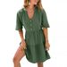 Aria Basics Aria Basics European And American Cross-border Clothing 2026 New Solid Color Elegant Women's V-neck Buttoned Three-quarter_ecoleips.com